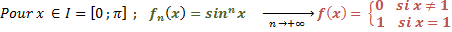 convergence uniforme limite non continue sinnx